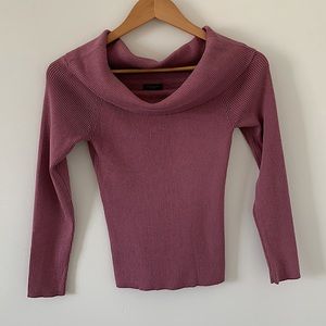 Ann Taylor Purple Ribbed Cowl Neck Sweater S